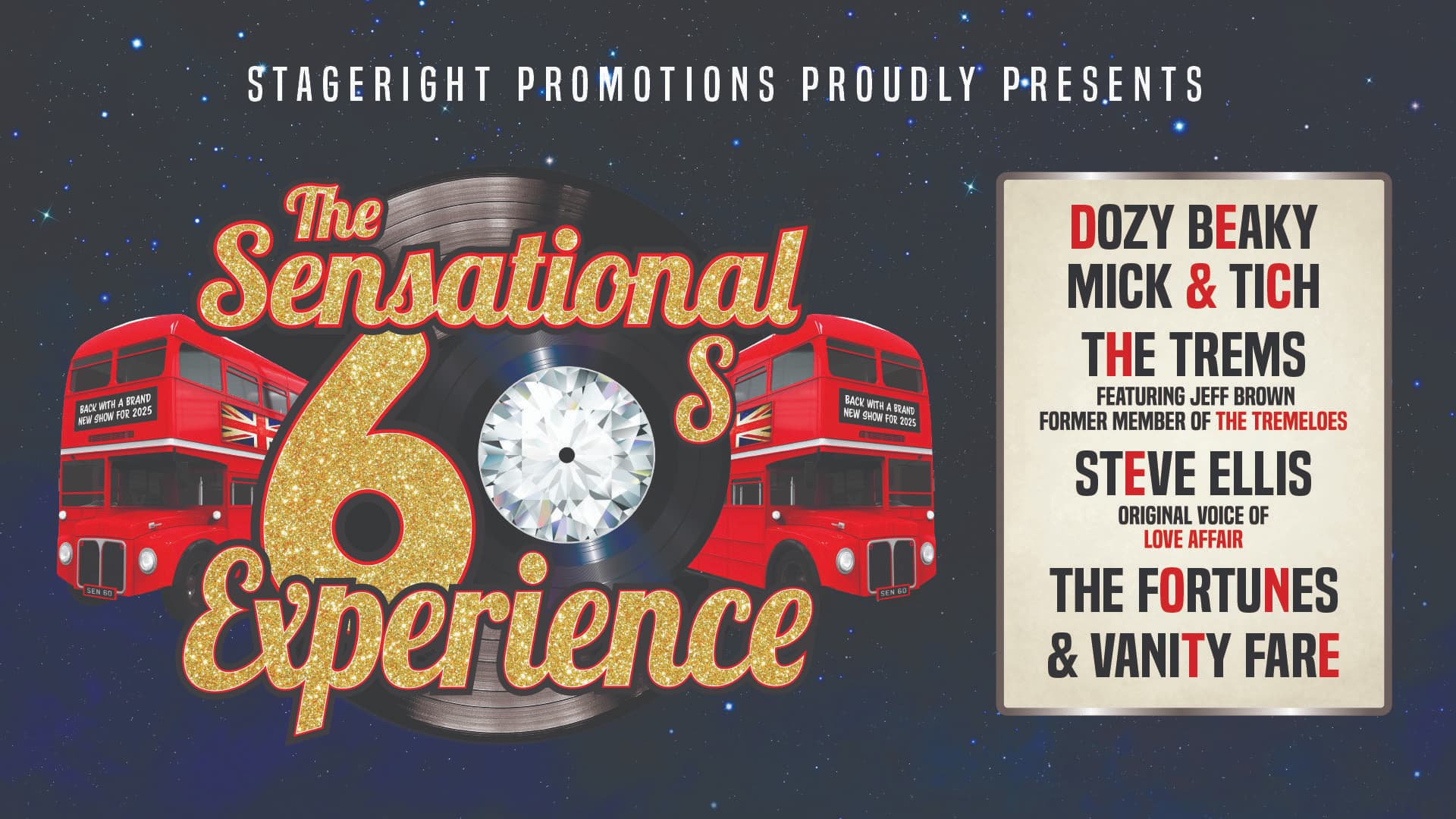 Spring 2025 Tour Dates & Bookings for The Sensational 60's Experience